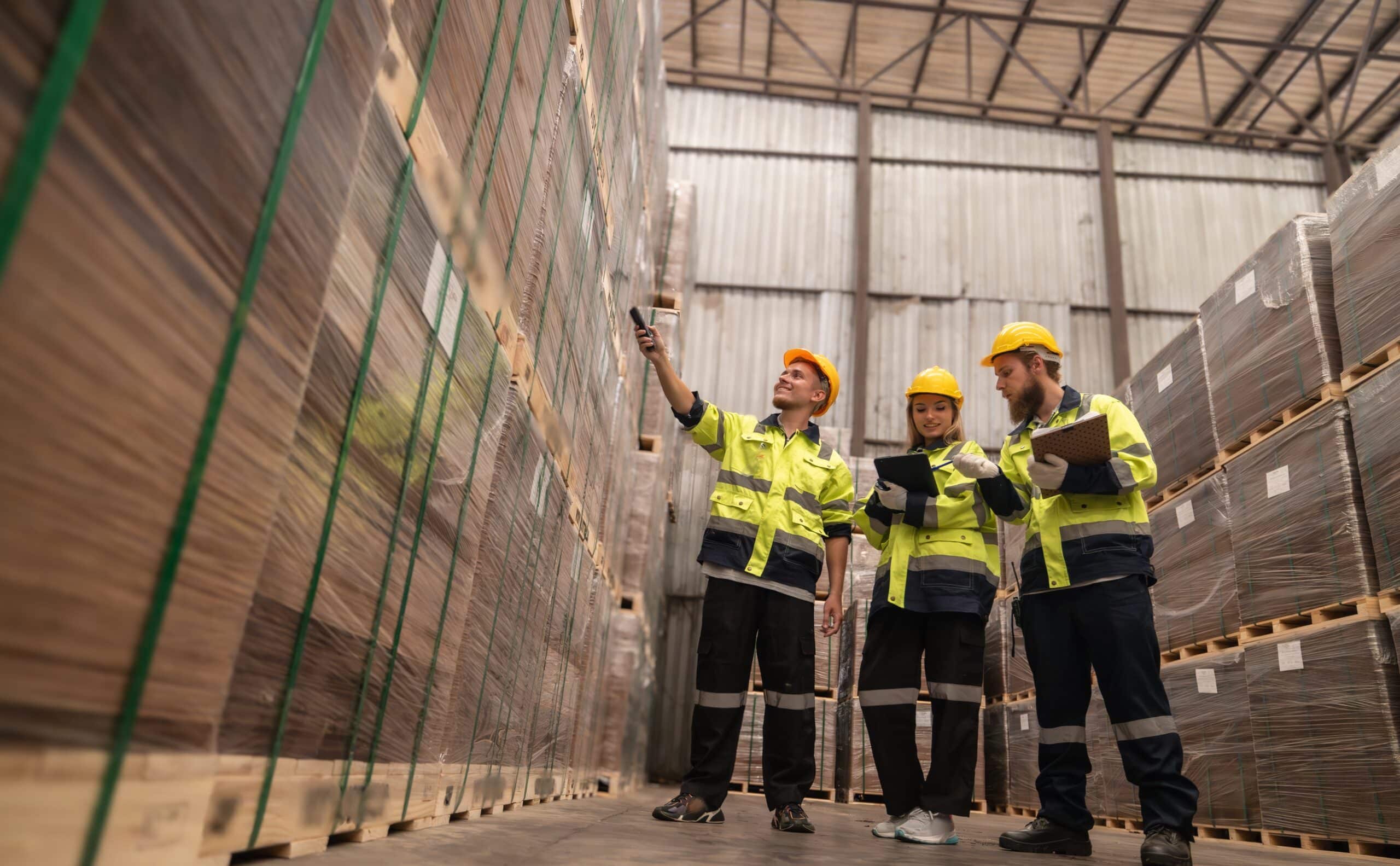 warehouse-workers-scanning-pallets-high-visibility-jackets-receiving-area-distribution-center-scaled